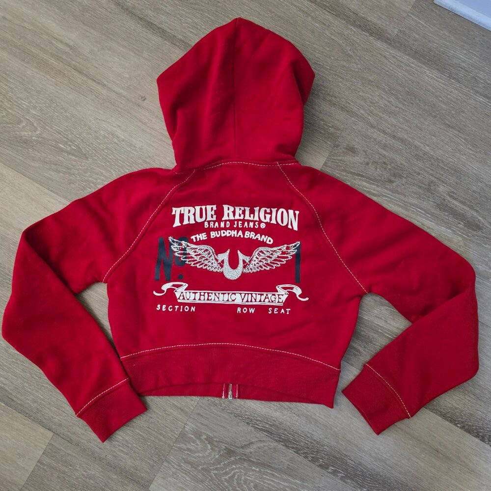 TRUE RELIGION Shrunken Crystal Wing Zip Hoodie - Multiple sizes - Picture 6 of 7